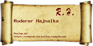 Ruderer Hajnalka névjegykártya